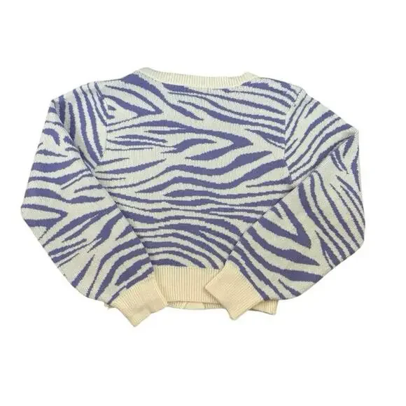 New Papermoon Light Purple Cream Animal Print Cardigan Medium - Picture 2 of 6